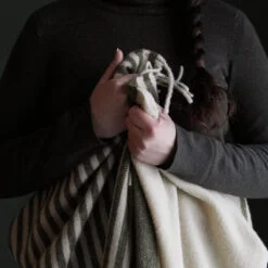 Stripepledd 100% Ull, Mørk Grønn - Bilde 3