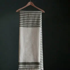 Stripepledd 100% Ull, Mørk Grønn - Bilde 4