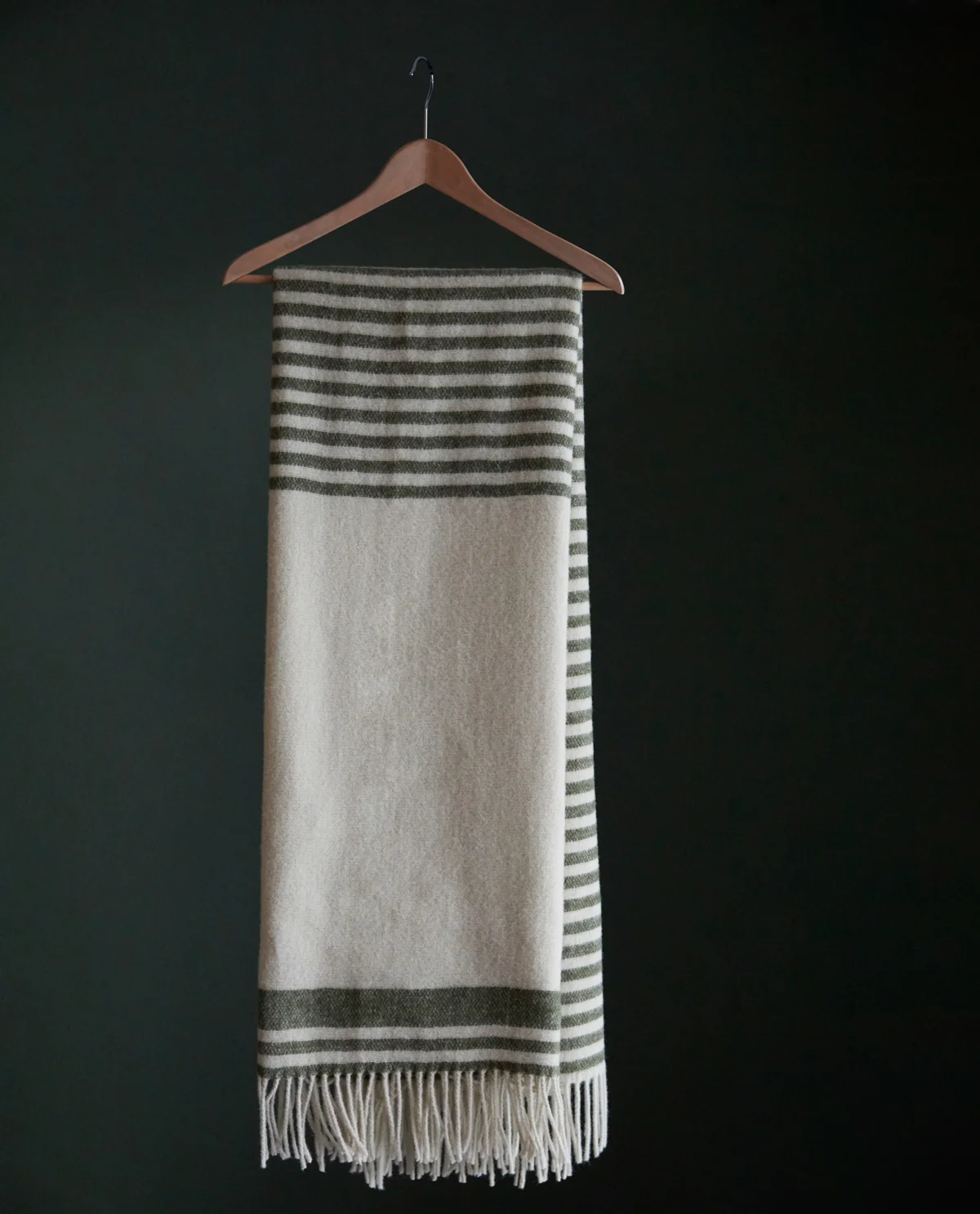 Stripepledd 100% Ull, Mørk Grønn - Bilde 4