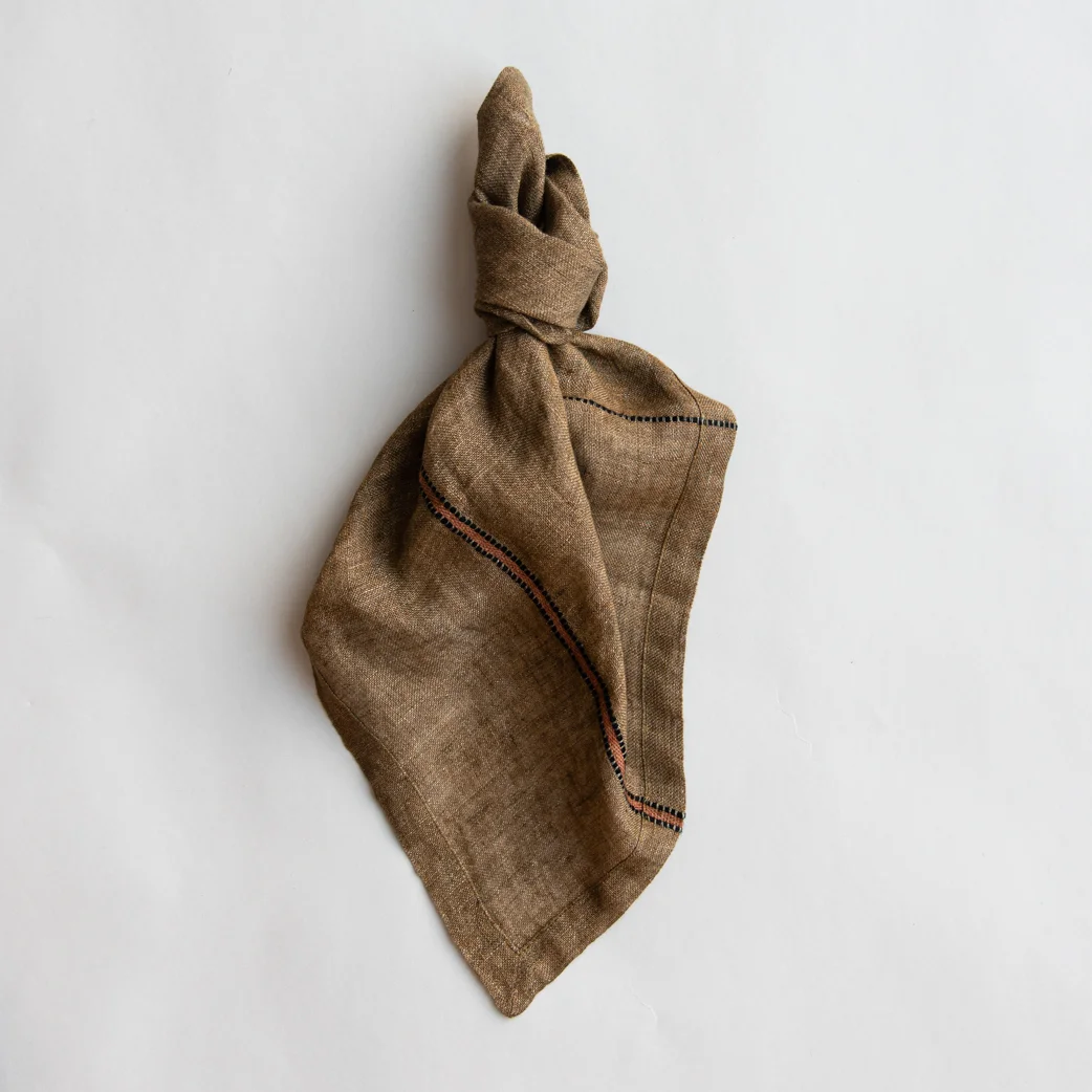 Linen napkin Marie Bronze Stripe