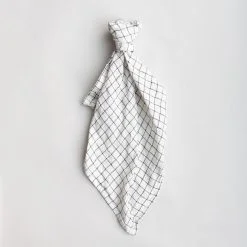 Linen napkin, checkered black/white