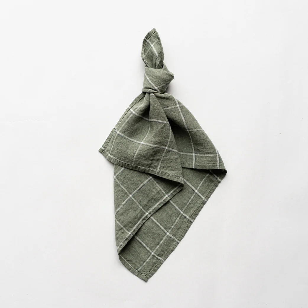 Linen napkin, Plaid khaki