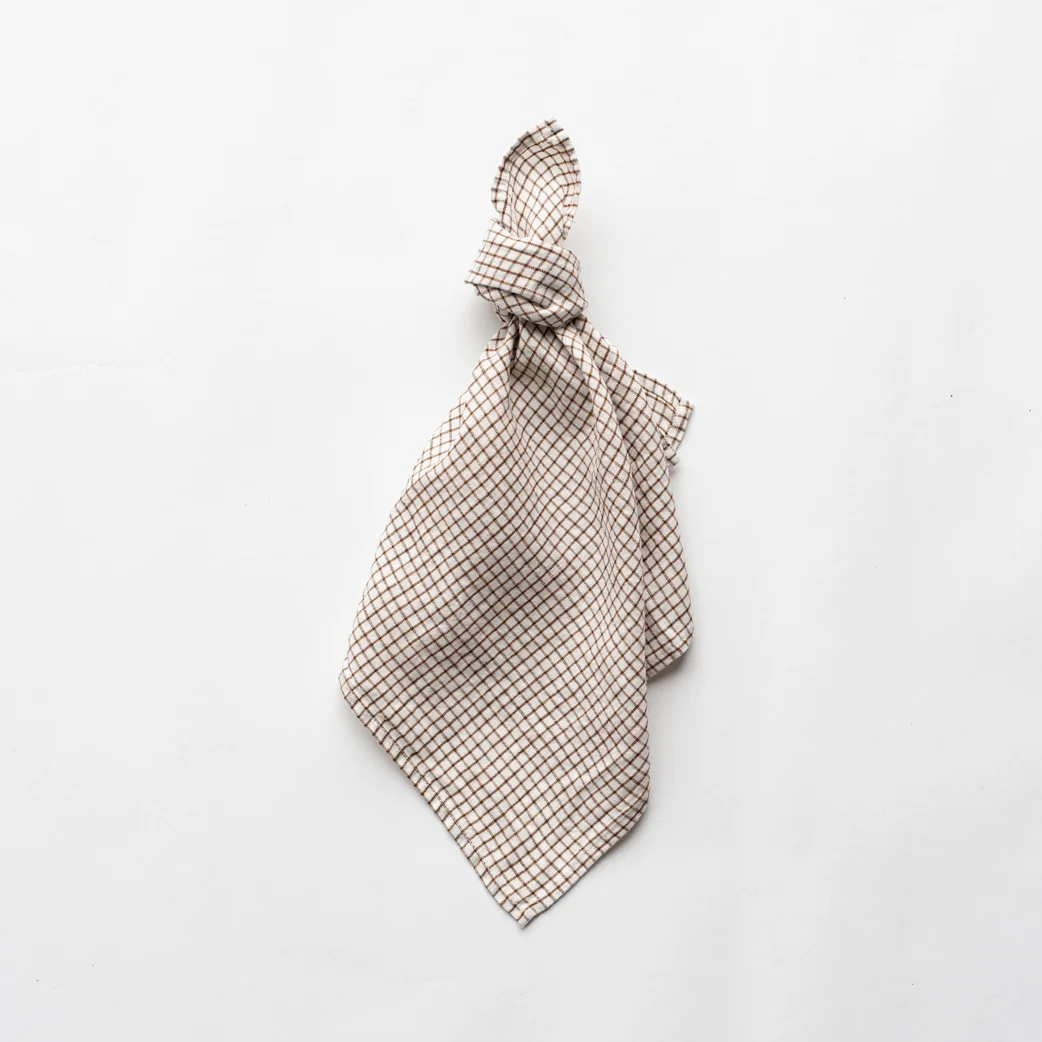 Linen napkin, Brown-white checkered 45 x 45 - Image 2