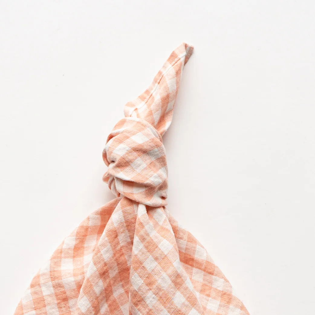 Linen napkin pink-white checkered, 45x45 - Image 2