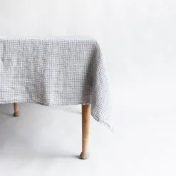 Alternative view of Linduk, Flax/Blue checks 140x 250 cm