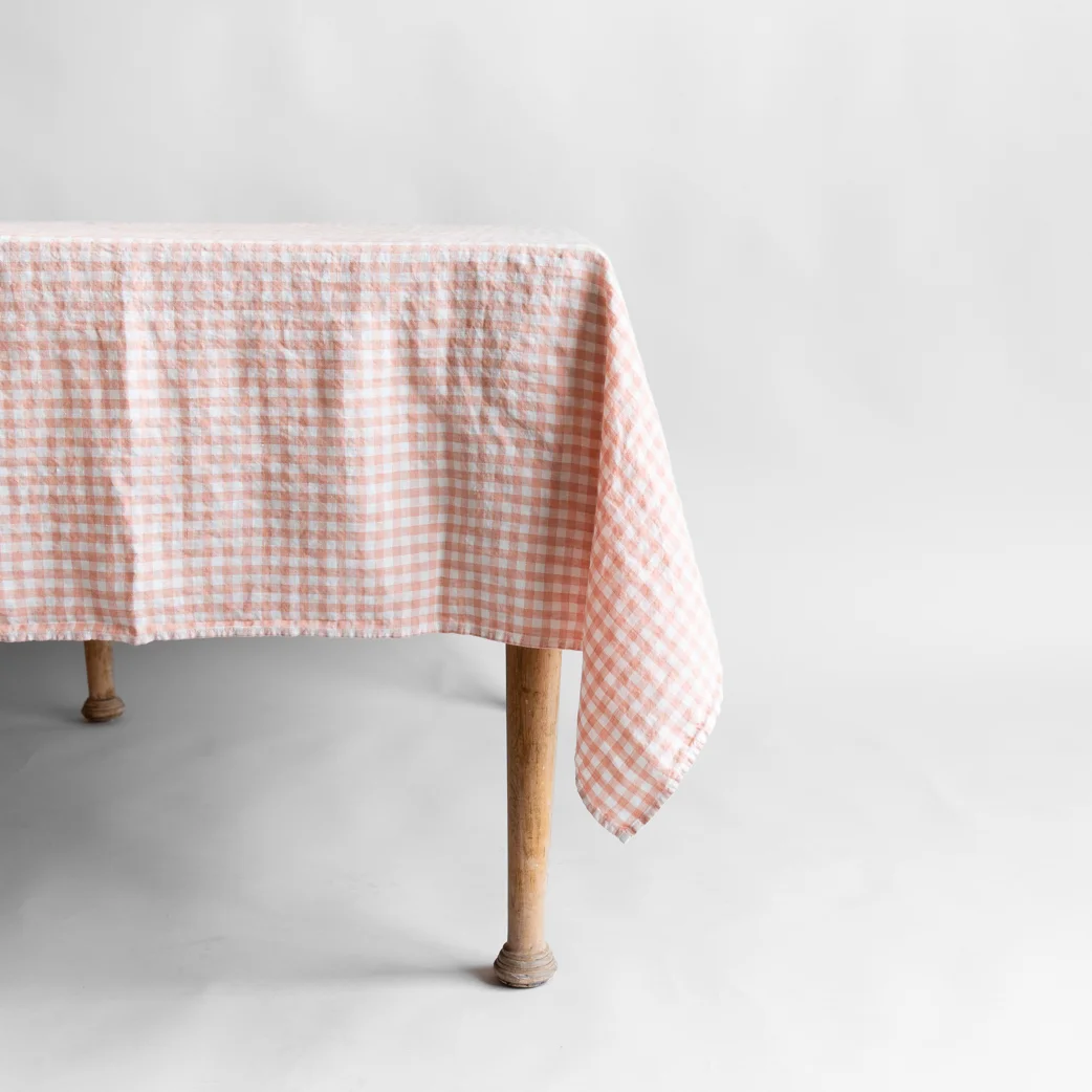 Linen, Pink checkered 140 x 250 cm - Image 2