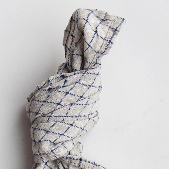 Linen napkin, Flax/ Blue Checks 45 x 45