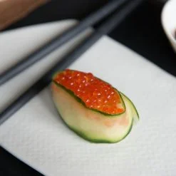 Alternative view of ment® + Omakase Sushi plate. White