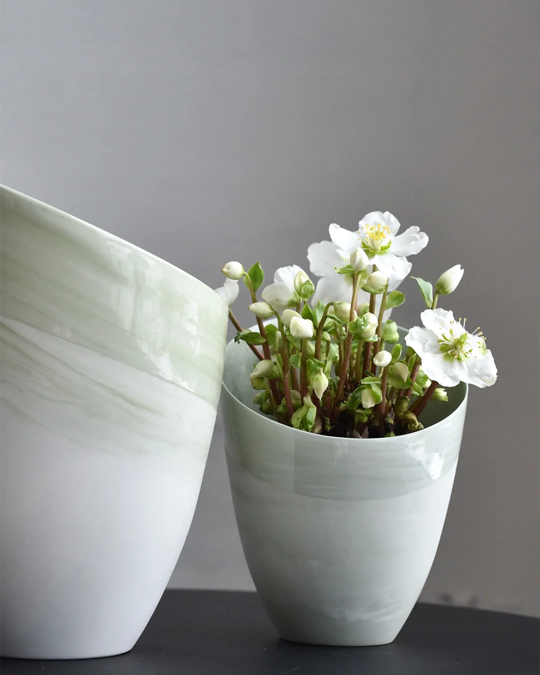 SKRÅ Vase Small, Marbled green - Image 4