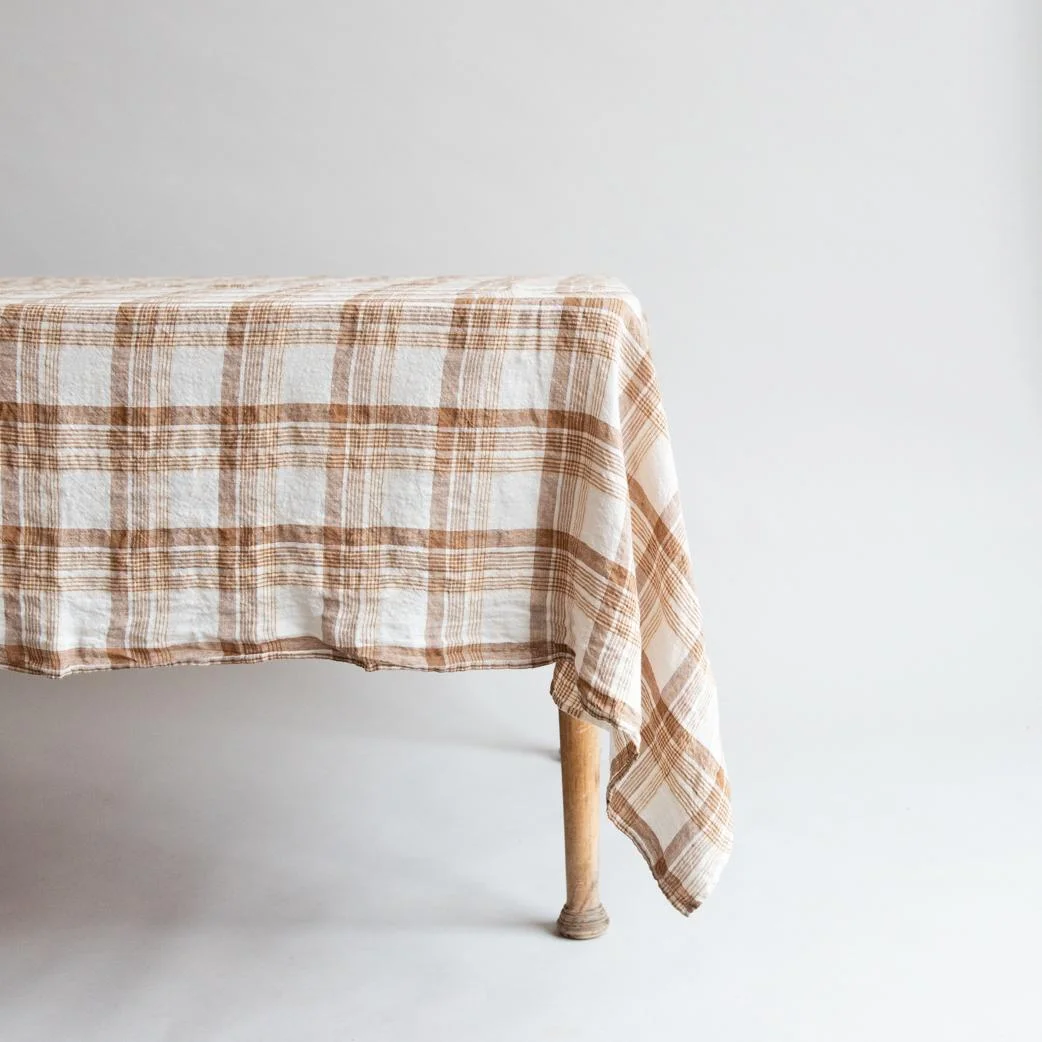 Linen, Caramel Checks 160 x 300 cm - Picture 2