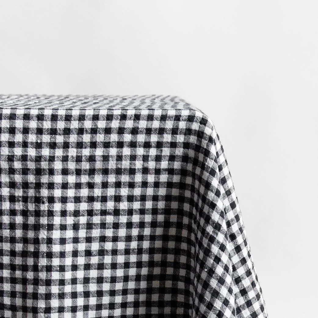 Linen cloth, Black Gingham 140x 250 cm