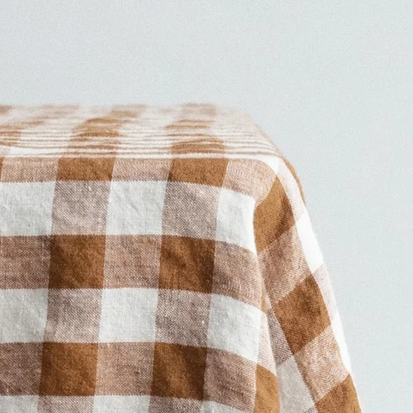 Linen cloth, Moca checks 140 x 250 cm