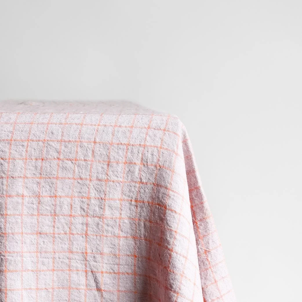 Linen cloth, Parma Orange Checks 140 x 250 cm